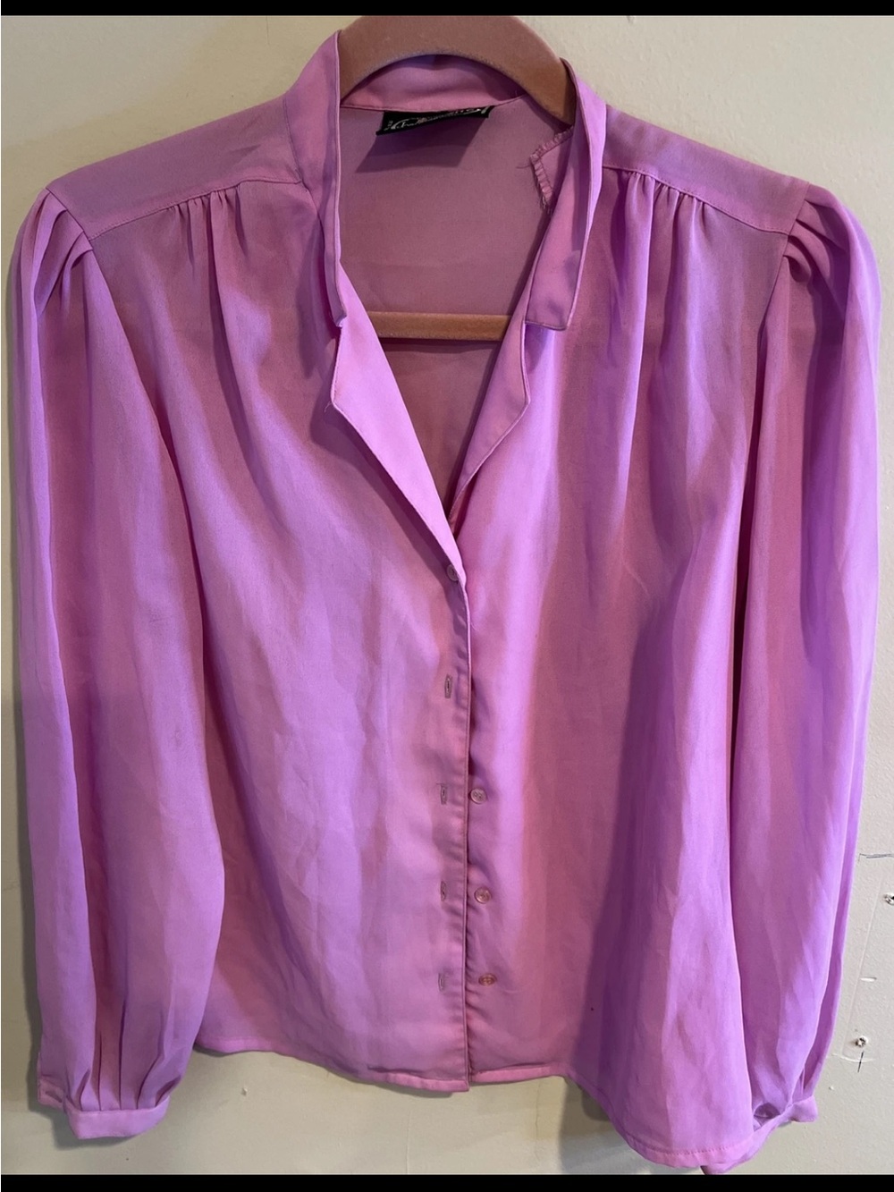 Light Purple Button-Down Women's Blouse with Notch Collar